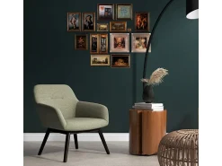 MALMO-Sillón de madera negra y tela Trendy Sauge