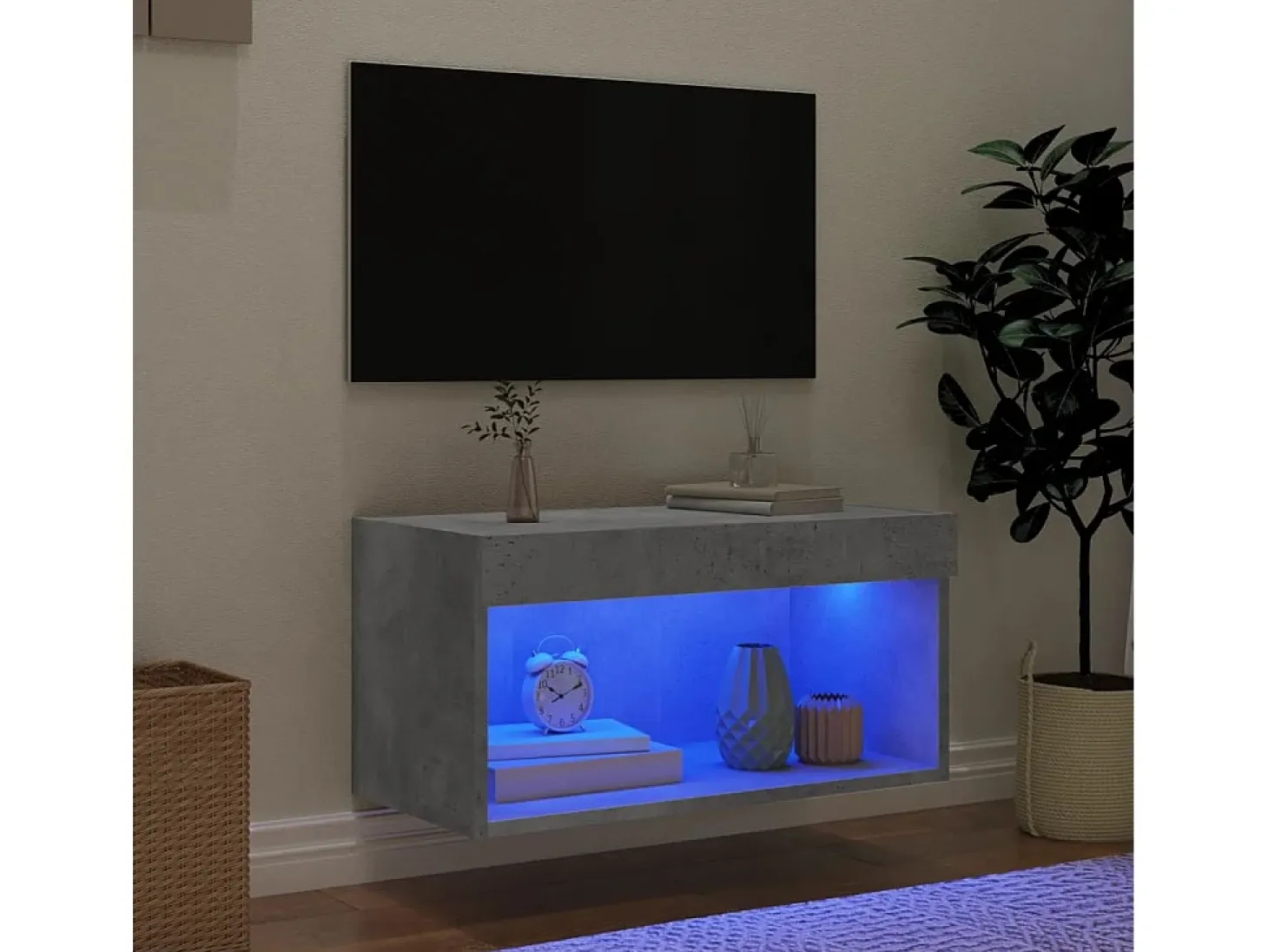 Mano Mueble para TV con luces LED gris hormigón 60x30x30 cm