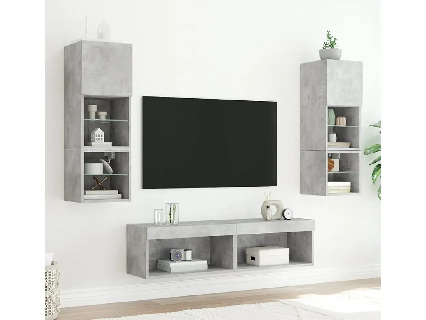 Mano Mueble para TV con luces LED gris hormigón 60x30x30 cm