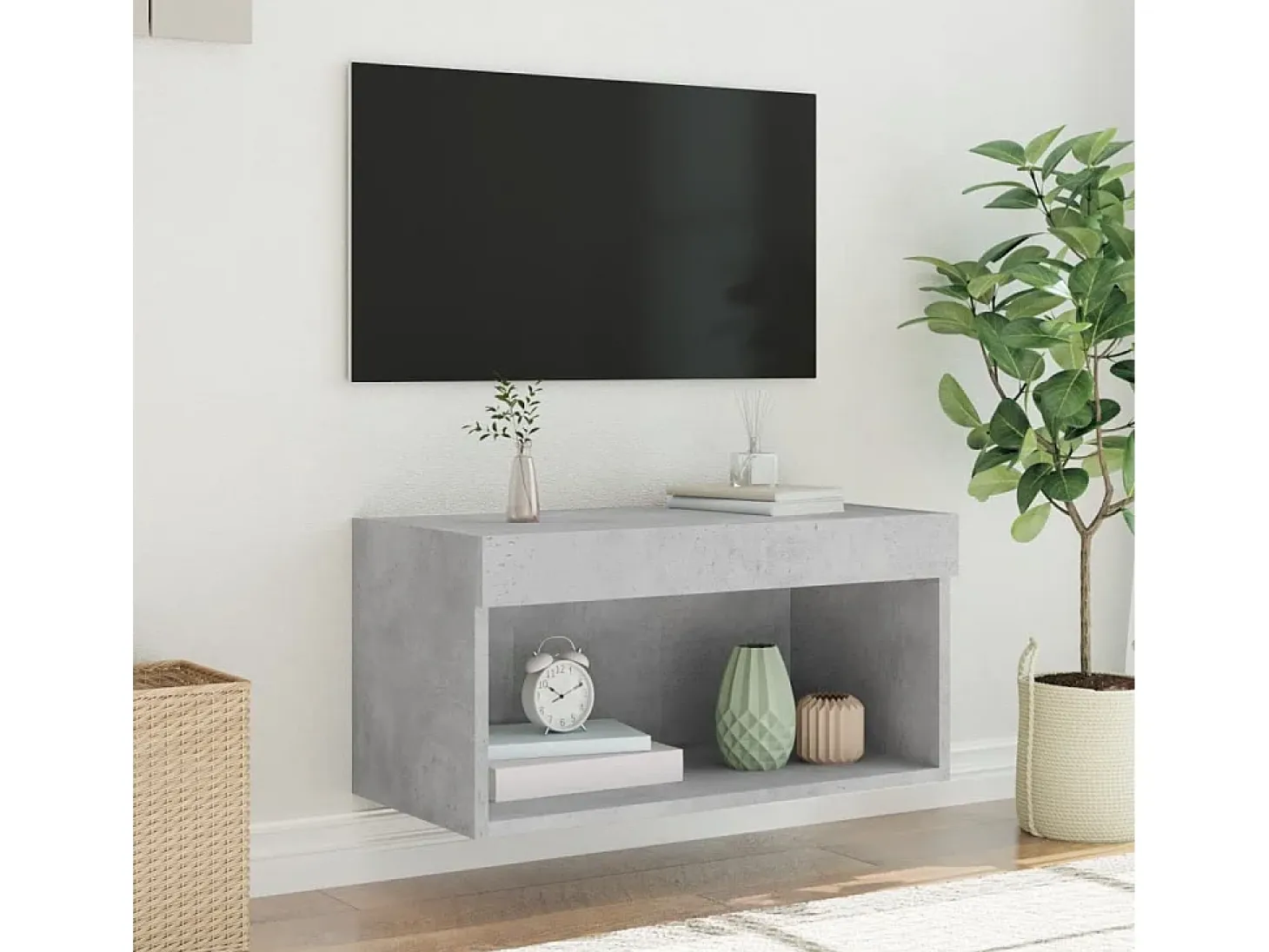 Mano Mueble para TV con luces LED gris hormigón 60x30x30 cm