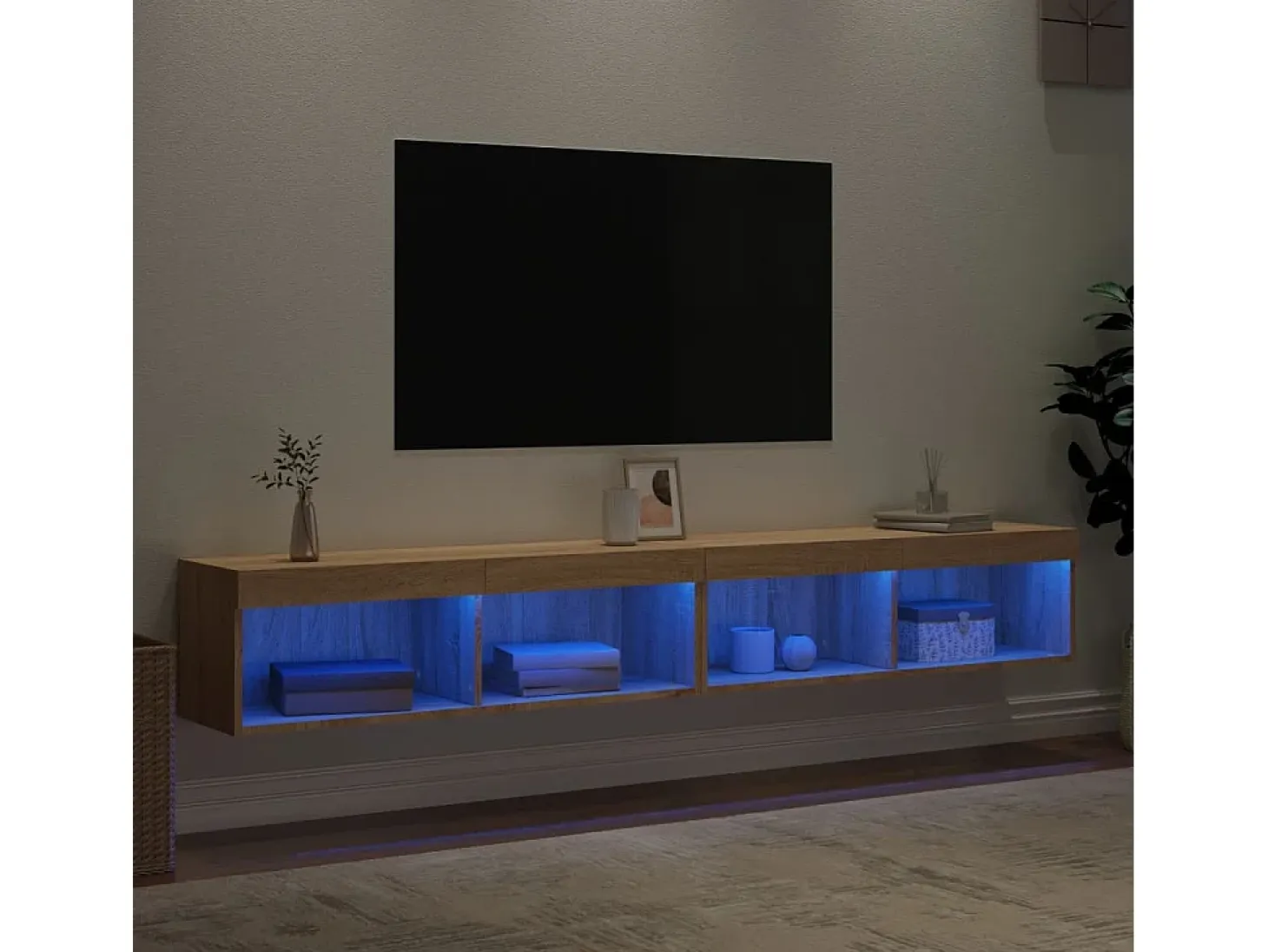 Mano Muebles de TV con luces LED 2 uds roble Sonoma 100x30x30 cm
