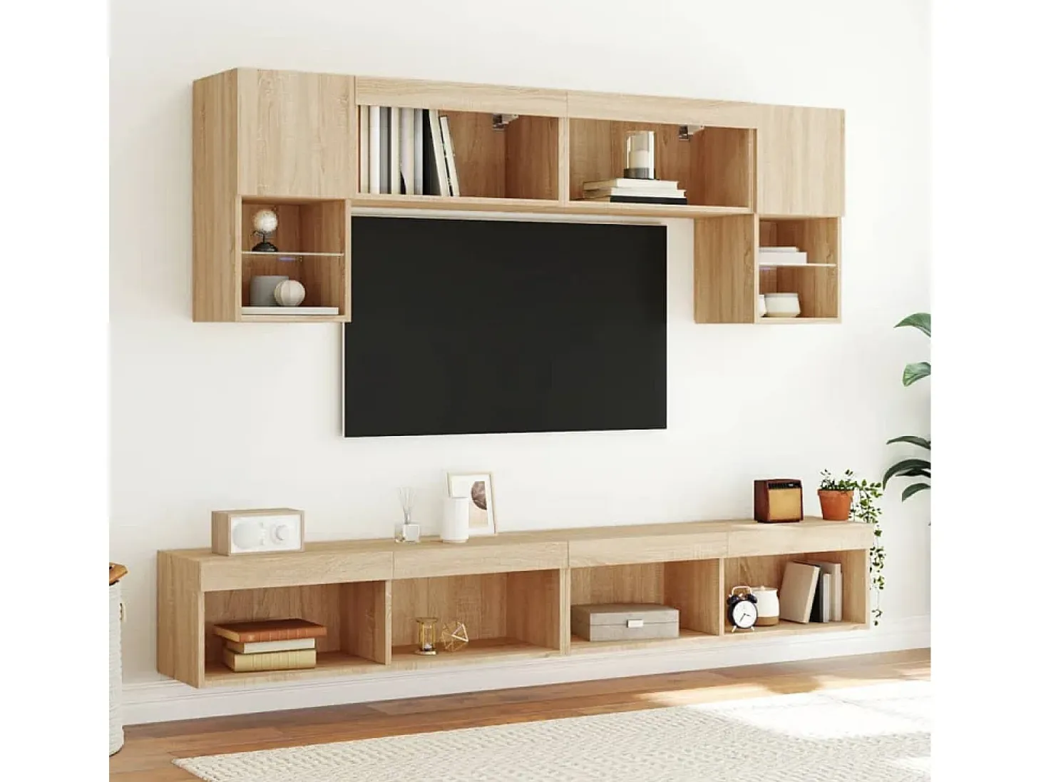 Mano Muebles de TV con luces LED 2 uds roble Sonoma 100x30x30 cm
