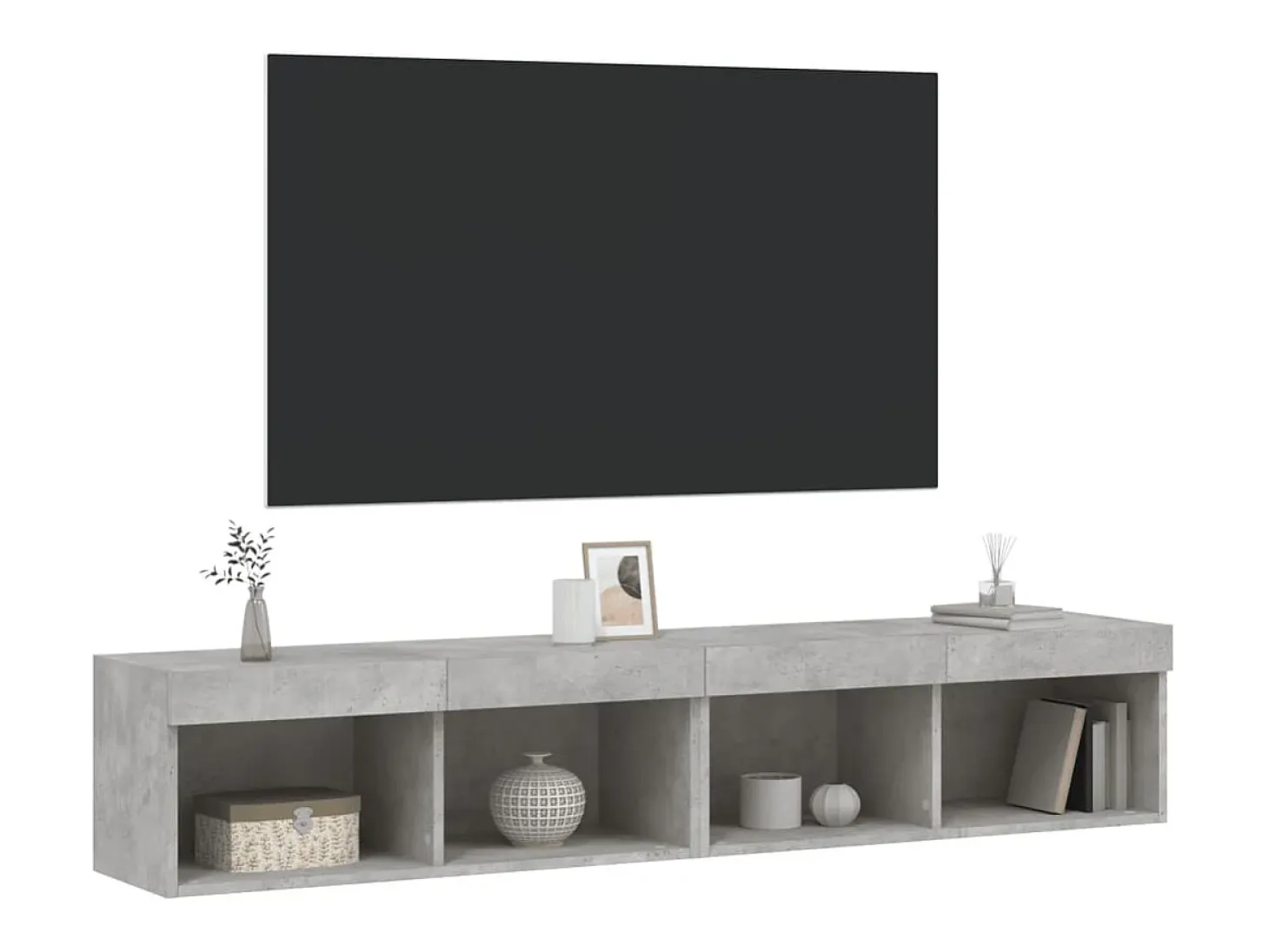 Mano Muebles de TV con luces LED 2 uds gris hormigón 80x30x30 cm