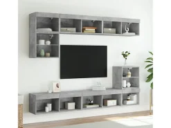 Mano Muebles de TV con luces LED 2 uds gris hormigón 80x30x30 cm