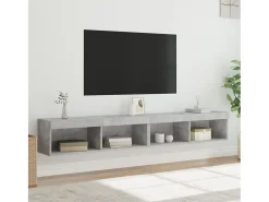 Mano Muebles de TV con luces LED 2 uds gris hormigón 100x30x30 cm