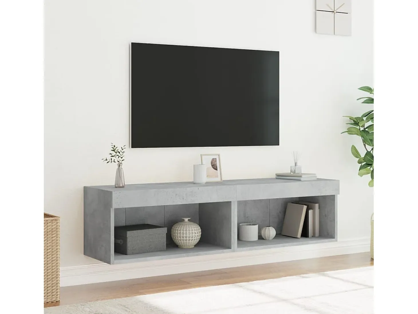 Mano Muebles para TV con luces LED 2 uds gris hormigón 60x30x30 cm