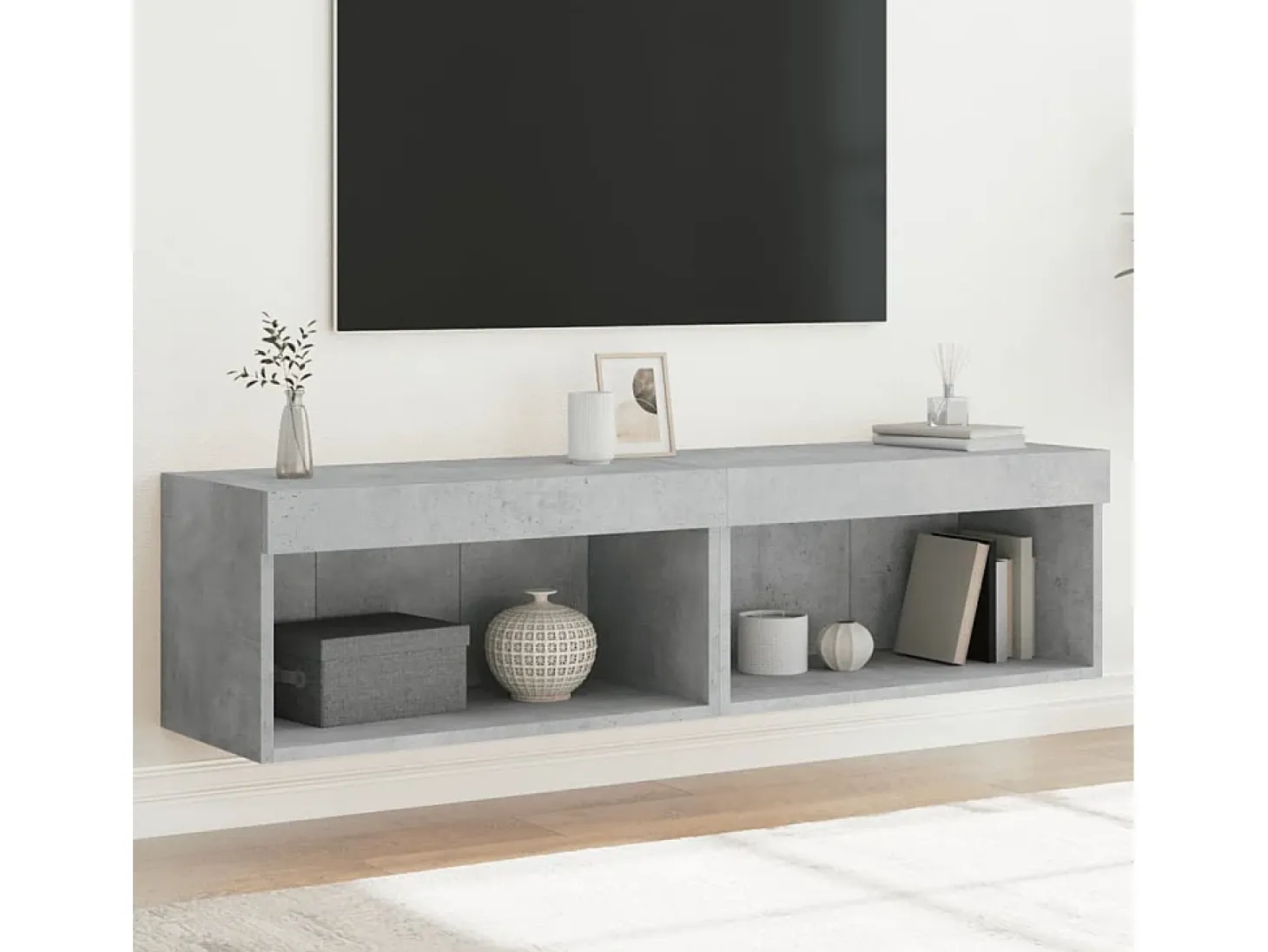 Mano Muebles para TV con luces LED 2 uds gris hormigón 60x30x30 cm