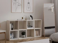 MARION - Estantería modular con 8 cubos - Librería con 8 compartimentos - 147x30x75 cm - Muebles de almacenaje