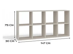 MARION - Estantería modular con 8 cubos - Librería con 8 compartimentos - 147x30x75 cm - Muebles de almacenaje
