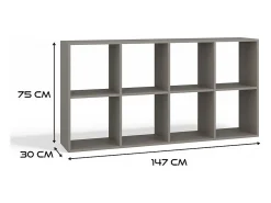 MARION - Estantería modular con 8 cubos - Librería con 8 compartimentos - 147x30x75 cm - Muebles de almacenaje