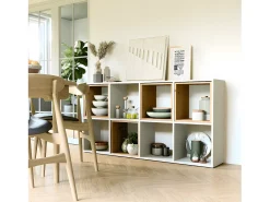 MARION - Estantería modular con 8 cubos - Librería con 8 compartimentos - 147x30x75 cm - Muebles de almacenaje
