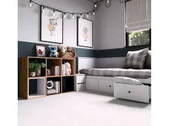 MARION - Estantería modular con 6 cubos - Librería con 6 compartimentos - 110x30x75 cm - Mueble de almacenaje