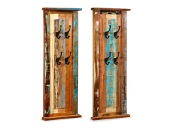 Mâcon Percheros 2 unidades madera maciza reciclada 38x100 cm