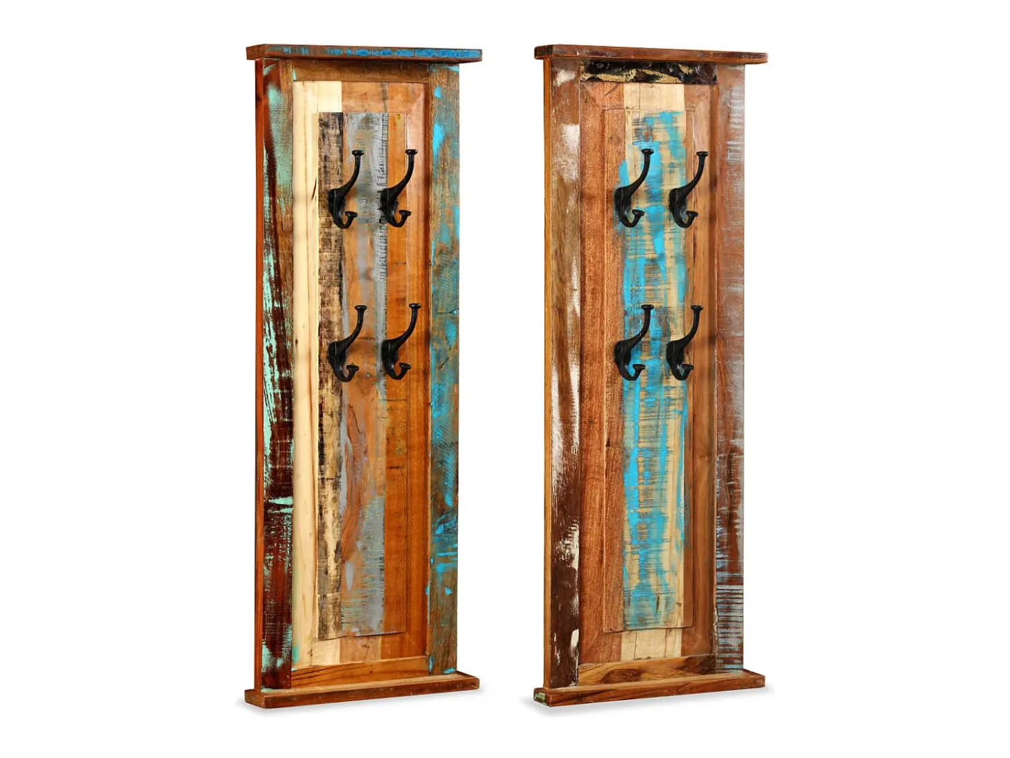 Mâcon Percheros 2 unidades madera maciza reciclada 38x100 cm