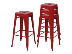 MCW-A73 Taburete de bar de metal (set de 4), rojo