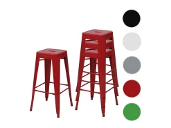 MCW-A73 Taburete de bar de metal (set de 4), rojo