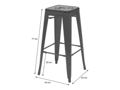 MCW-A73 Taburete de bar de metal (set de 4), rojo