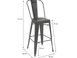 MCW-A73 Taburete de bar de metal (set de 4), negro