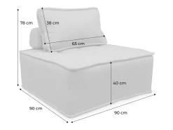 Módulo para sofá modular en tela lisa, 1 plaza crema