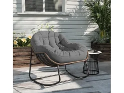 Mecedora - Mecedora extragrande - con asiento tapizado, gris