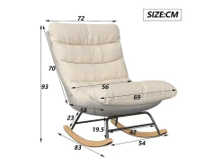Mecedora - Patas de Madera - Lino y Tejido Técnico - Para Salón, Dormitorio - Beige