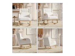 Mecedora con bolsillos laterales y soporte lumbar - Polar Teddy - Blanco