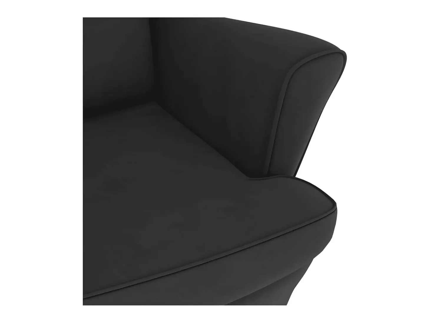 Mecedora con patas de madera maciza de caucho en terciopelo negro