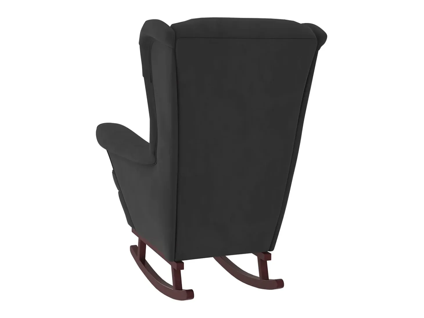 Mecedora con patas de madera maciza de caucho en terciopelo negro