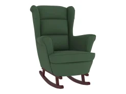 Mecedora con patas de madera de caucho Terciopelo verde oscuro