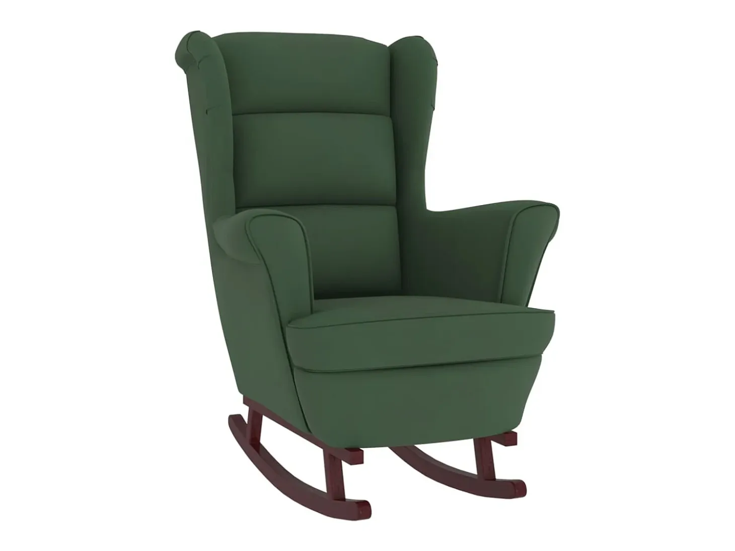 Mecedora con patas de madera de caucho Terciopelo verde oscuro