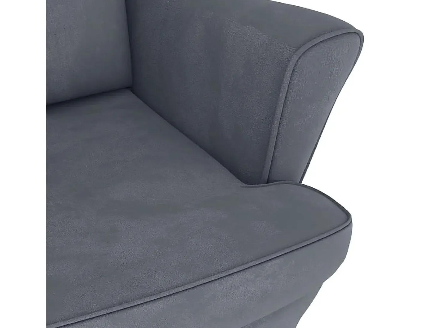 Mecedora con patas de madera de caucho Terciopelo gris oscuro