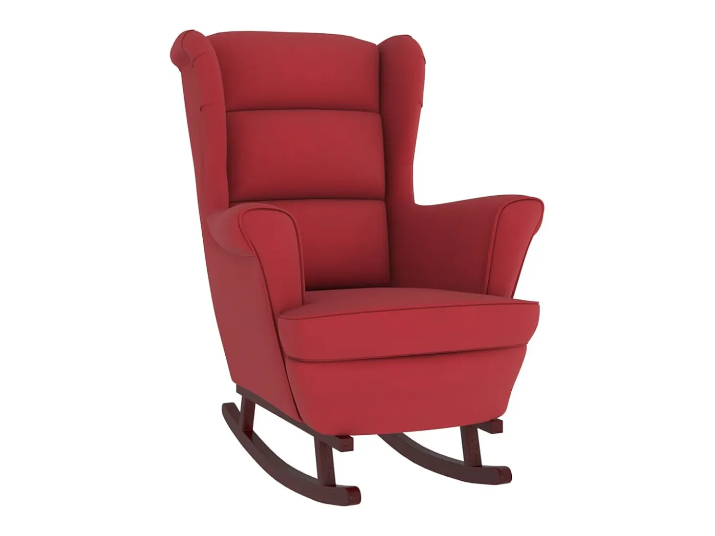 Mecedora con patas de madera de caucho y terciopelo rojo burdeos