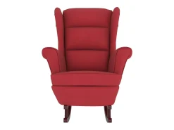 Mecedora con patas de madera de caucho y terciopelo rojo burdeos