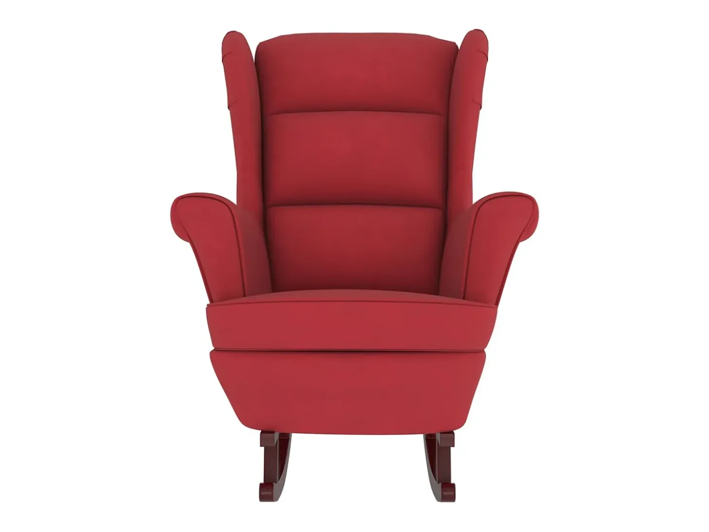 Mecedora con patas de madera de caucho y terciopelo rojo burdeos