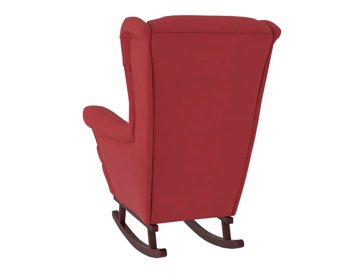Mecedora con patas de madera de caucho y terciopelo rojo burdeos