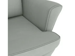 Mecedora con patas de madera y taburete Gris claro