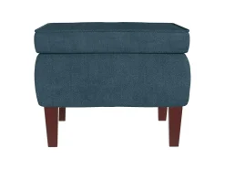 Mecedora con patas de madera y taburete Terciopelo Azul