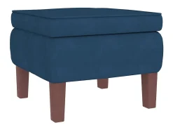 Mecedora con patas de madera y taburete Terciopelo Azul
