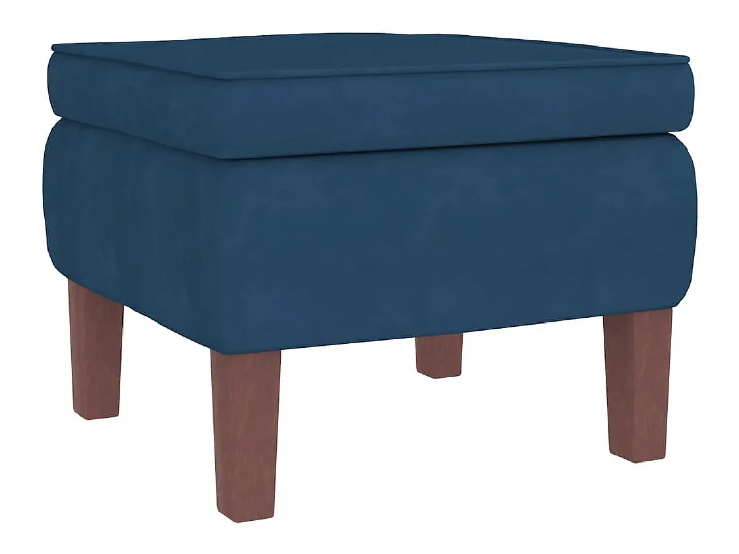 Mecedora con patas de madera y taburete Terciopelo Azul