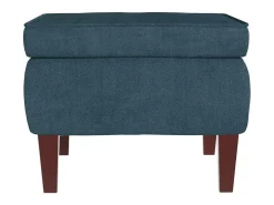 Mecedora con patas de madera y taburete Terciopelo Azul