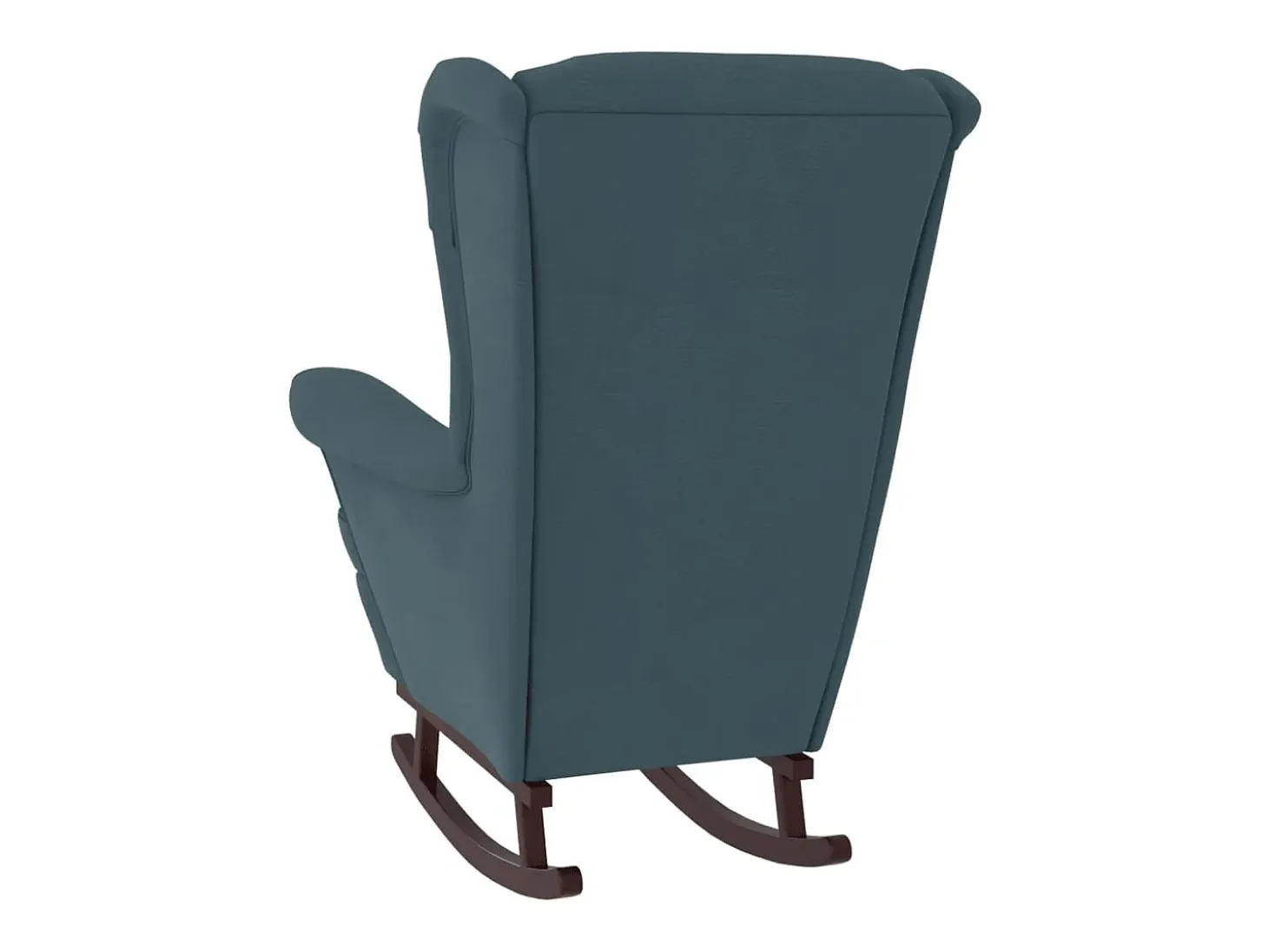 Mecedora con patas de madera y taburete Terciopelo Azul