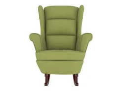 Mecedora con patas de madera de caucho Terciopelo verde claro