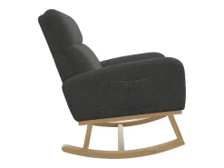 Mecedora con reposabrazos, respaldo reclinable y patas de madera maciza - Gris oscuro