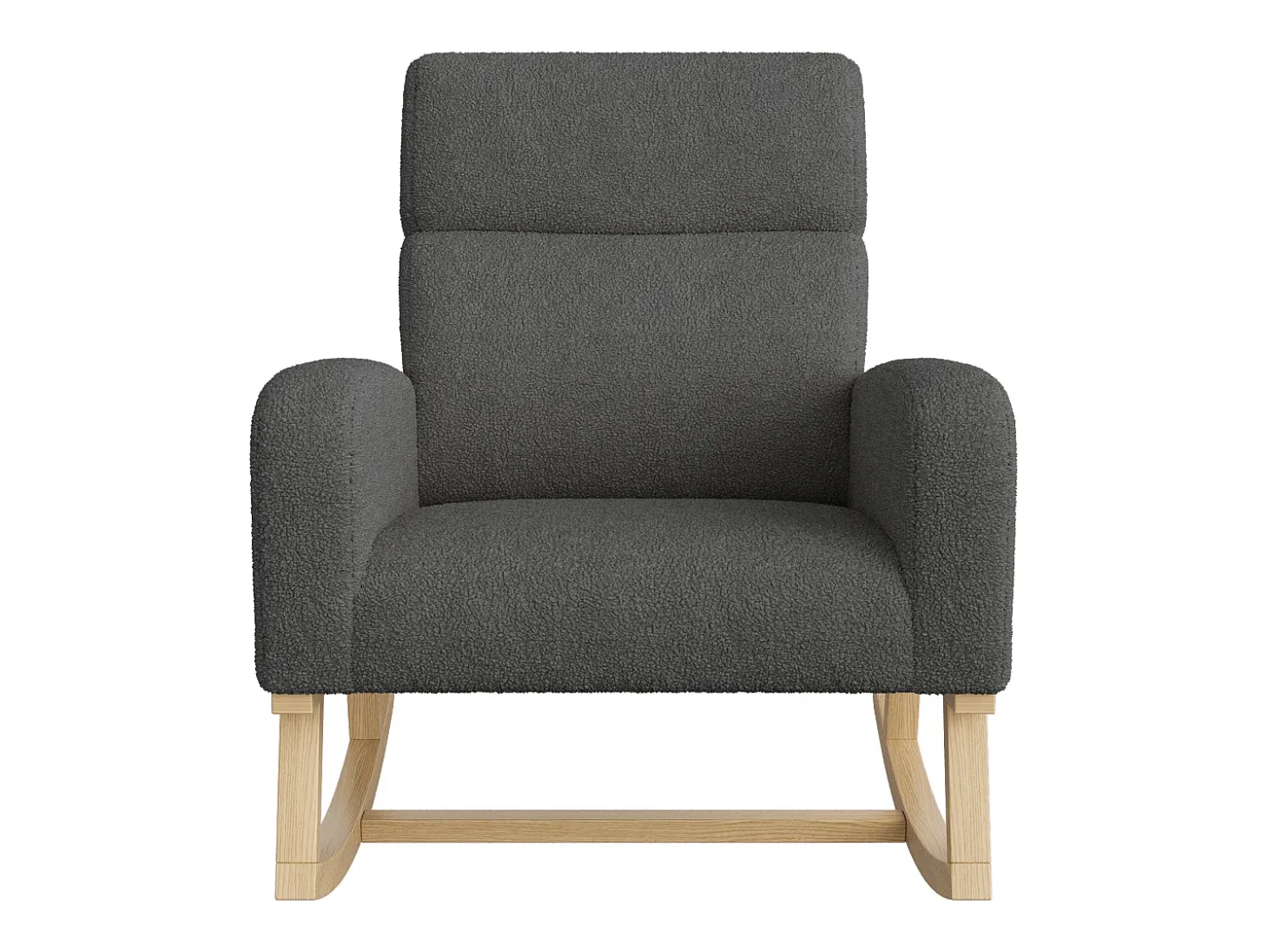 Mecedora con reposabrazos, respaldo reclinable y patas de madera maciza - Gris oscuro
