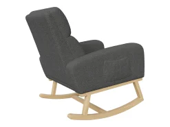 Mecedora con reposabrazos, respaldo reclinable y patas de madera maciza - Gris oscuro