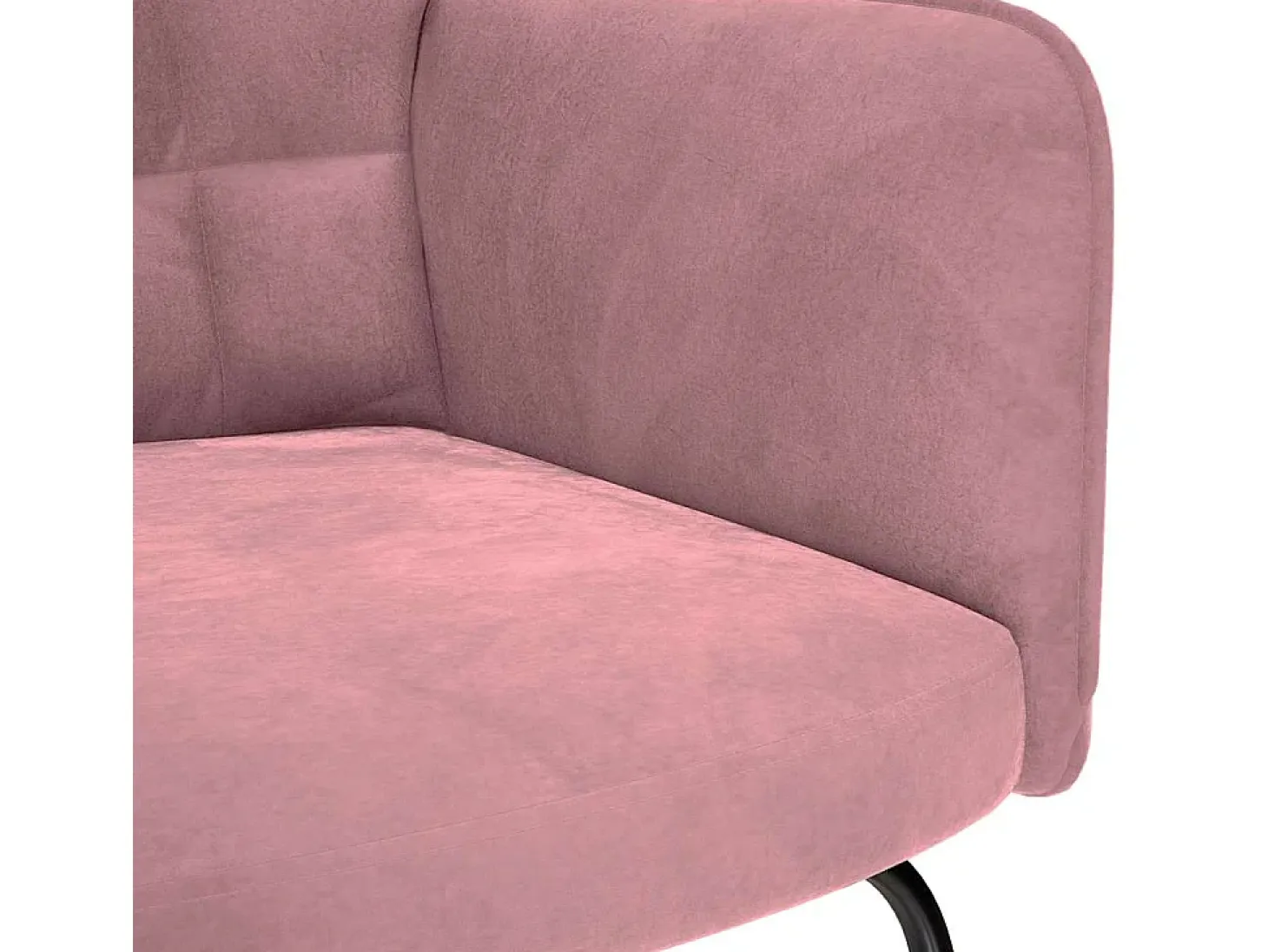 Mecedora con reposapiés de terciopelo rosa