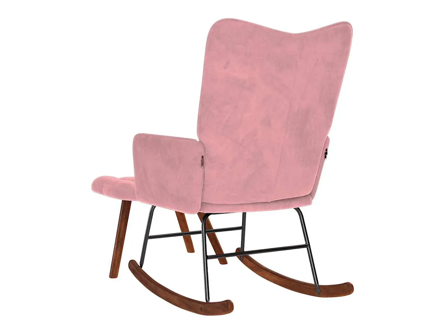 Mecedora con reposapiés de terciopelo rosa