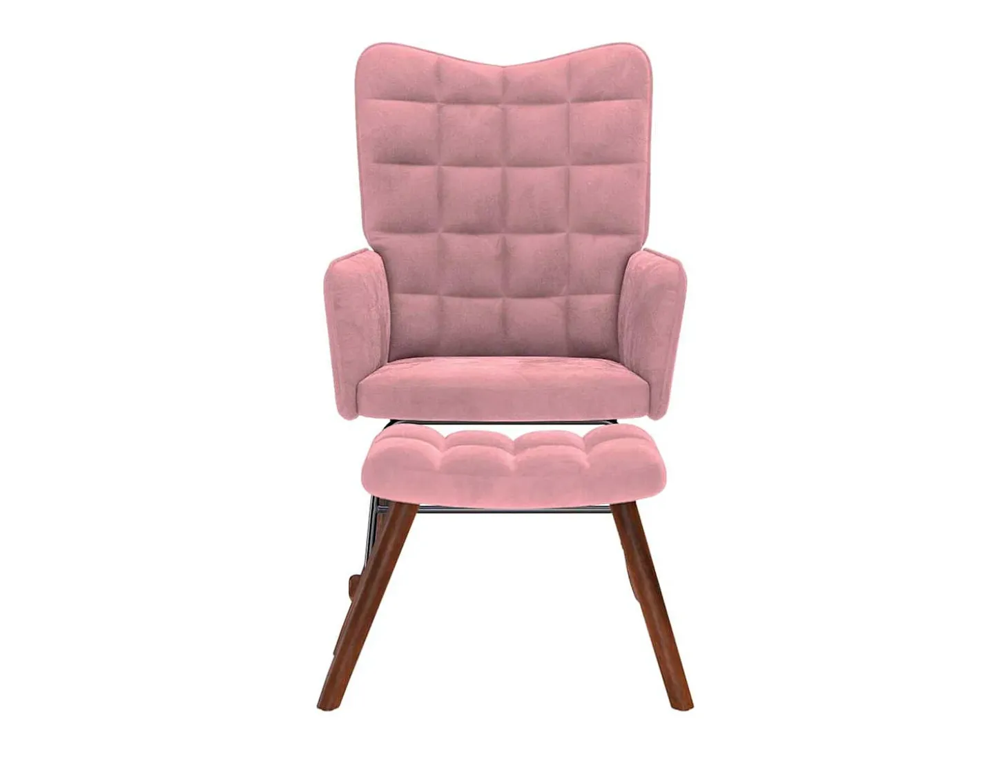 Mecedora con reposapiés de terciopelo rosa
