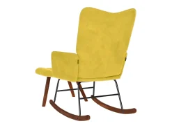 Mecedora con reposapiés de terciopelo amarillo