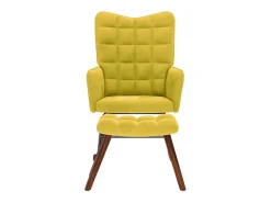 Mecedora con reposapiés de terciopelo amarillo